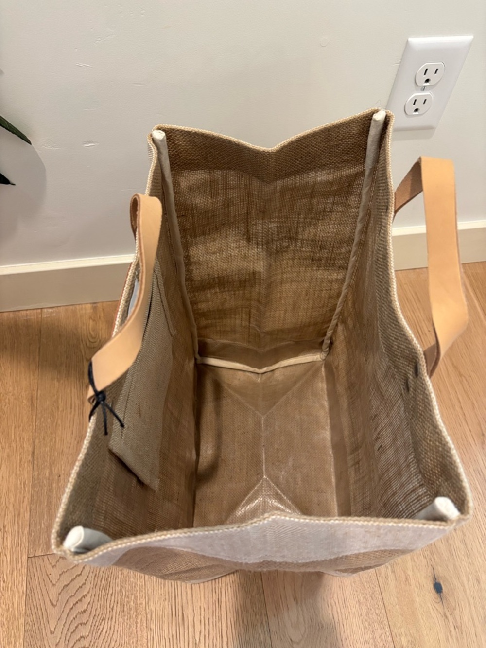 Apolis market bag Scottsdale Arizona USA Jute Tote Bag with Tan Leather Handles - Picture 5 of 8